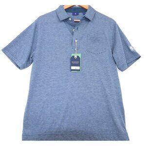 Footjoy Mens Striped Polo Golf Shirt Medium Blue Dri release Cotton Blend